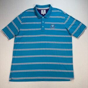Wimbledon Championship Polo‎ Men's XL Blue Stripe Pima Cotton Logo Tennis Shirt